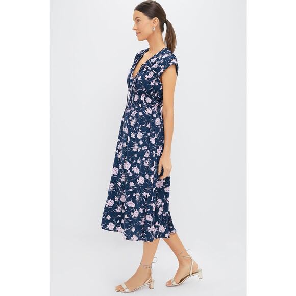 HYACINTH HOUSE Navy & Blush Abstract Floral Amanda Midi Dress Size XXL NWT - Picture 5 of 8